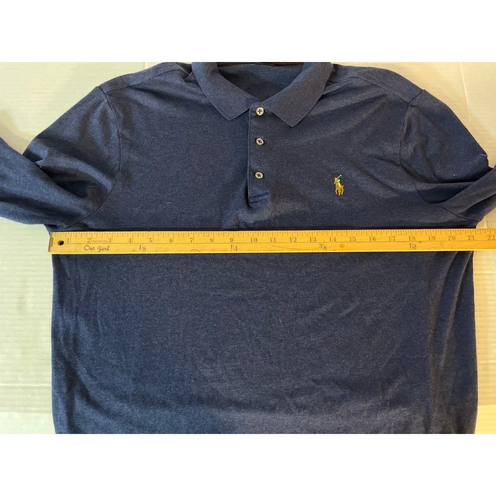 Polo Ralph Lauren Long Sleeve Polo Men M Navy Blue Classic Fit Pony Logo
